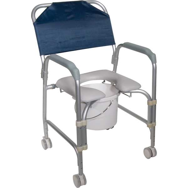 Lightweight Portable Shower Chair Commode with Casters - Click Image to Close